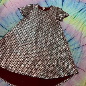 LulaRoe Carly Dress Medium Red Silver Elegant